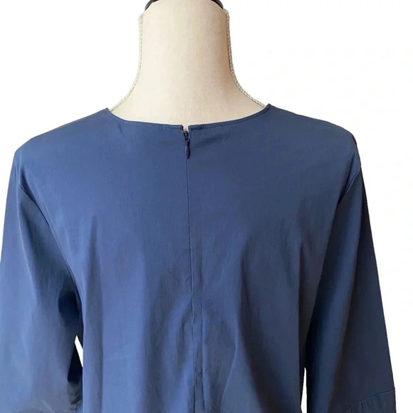 Halogen Blue Tie-Front Top Size Large Petite | 3/4 Sleeve Workwear Blouse - Picture 10 of 14